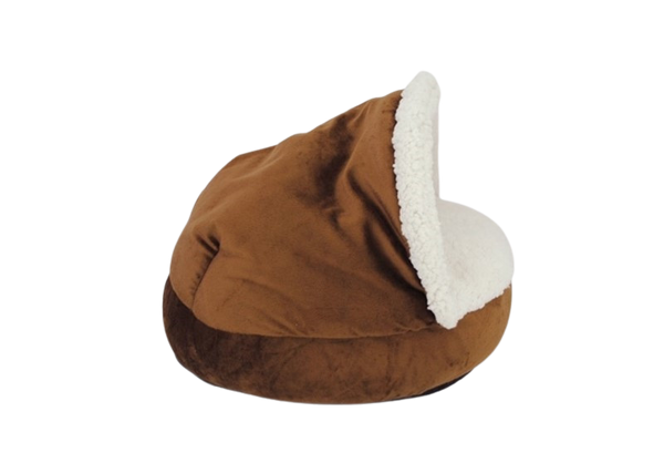 Round Suede Cat House Bed with Removable Roof
