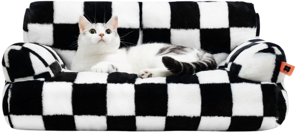 Fluffy Washable Pet Couch Bed for Cats & Small Dogs