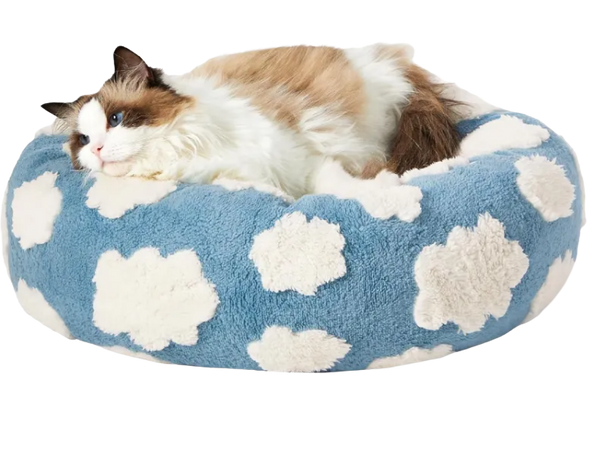 Plush Round Indoor Cat Bed, Cushioned