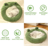Frog-Shaped Cartoon Pet Bed for Small Pets