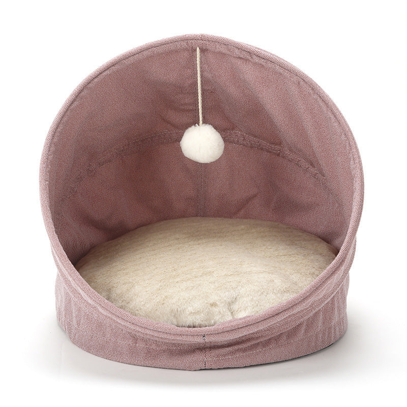 Cozy Cotton Cat Sleeping Bag – Enclosed Pet Bed