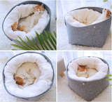 Round Felt & Plush Pet Bed for Cats and Small Dogs