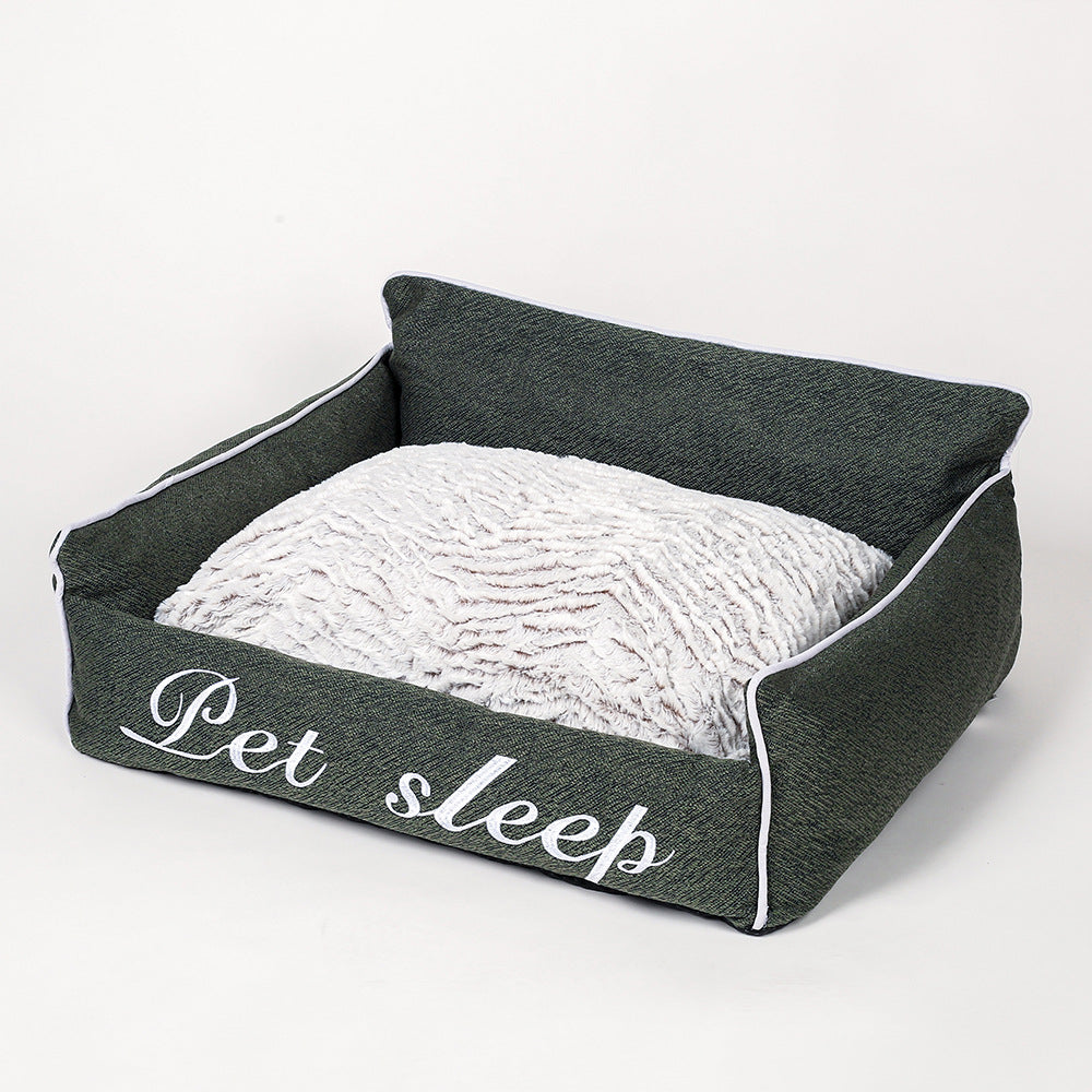 Cozy Rectangular Cushioned Cat Kennel Bed