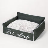 Cozy Rectangular Cushioned Cat Kennel Bed