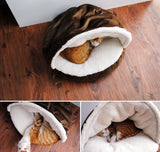 Round Suede Cat House Bed with Removable Roof