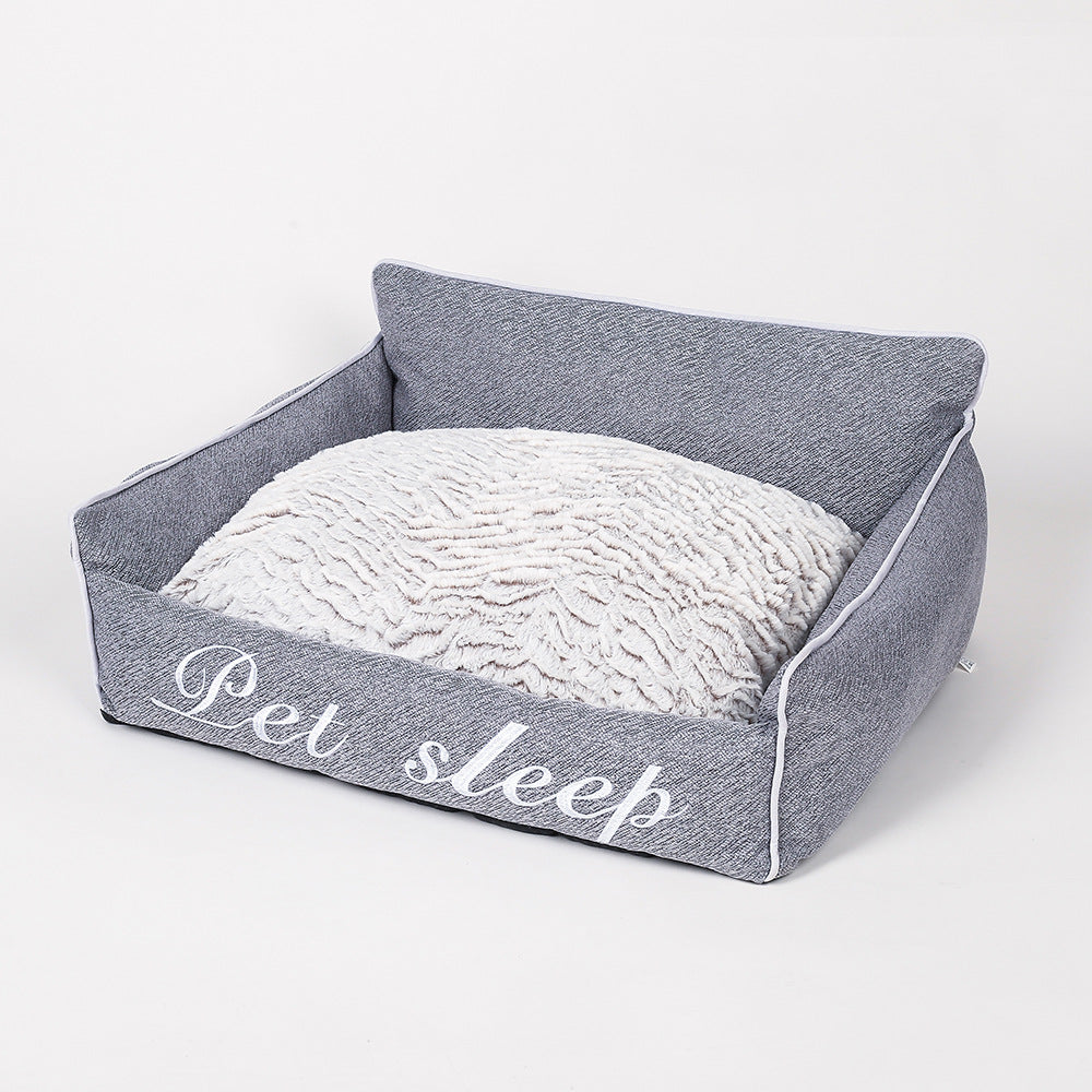 Cozy Rectangular Cushioned Cat Kennel Bed