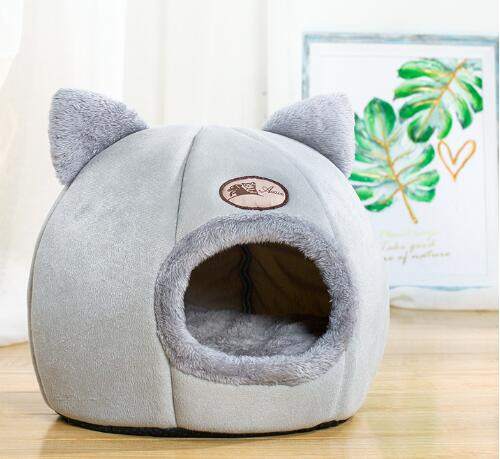 Round Plush Cat Bed with Arctic Velvet Cushion
