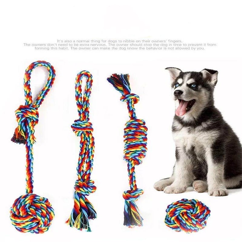 Braided Cotton Rope Dog Chew Toy Set