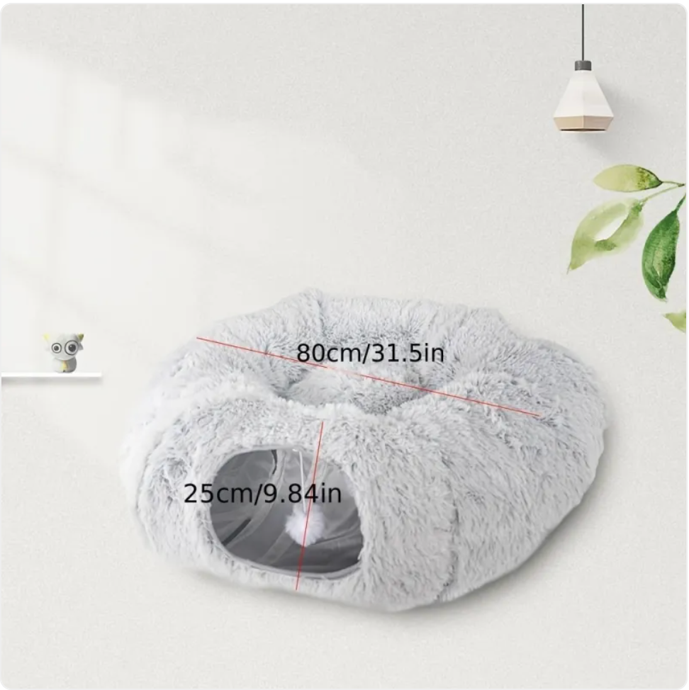 Cozy Plush Cat Tunnel Bed & Nest