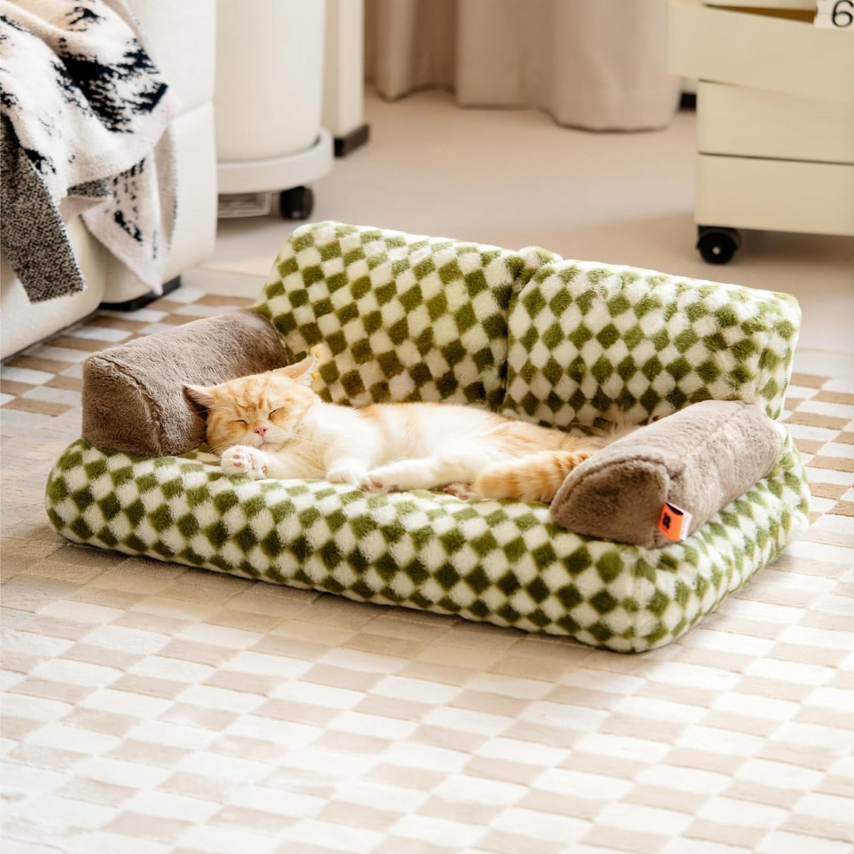 Fluffy Washable Pet Couch Bed for Cats & Small Dogs