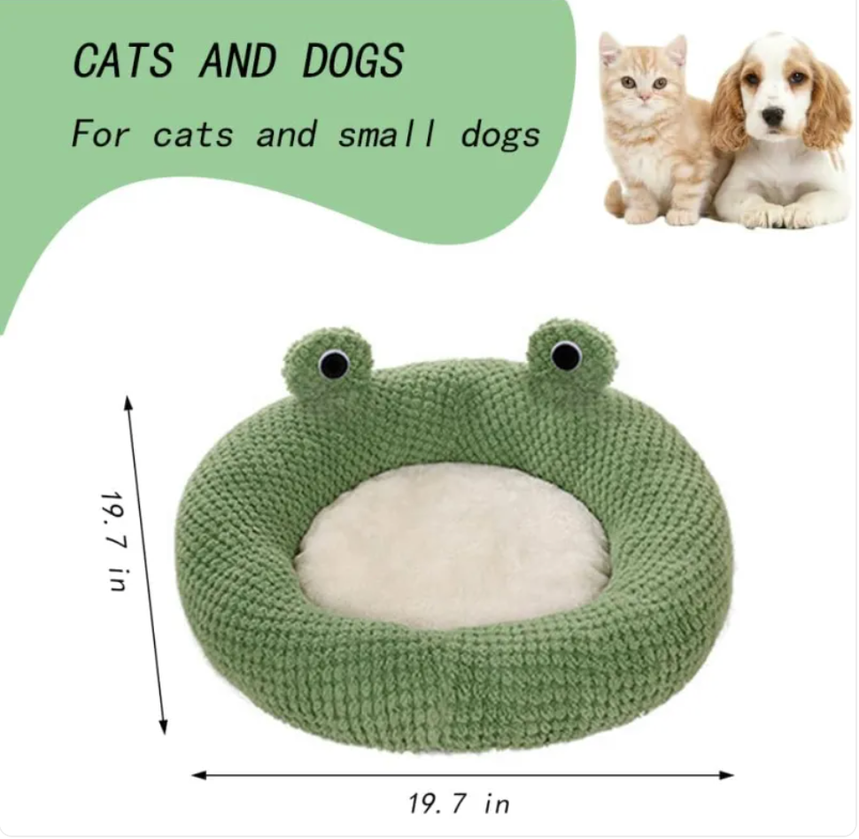 Frog-Shaped Cartoon Pet Bed for Small Pets
