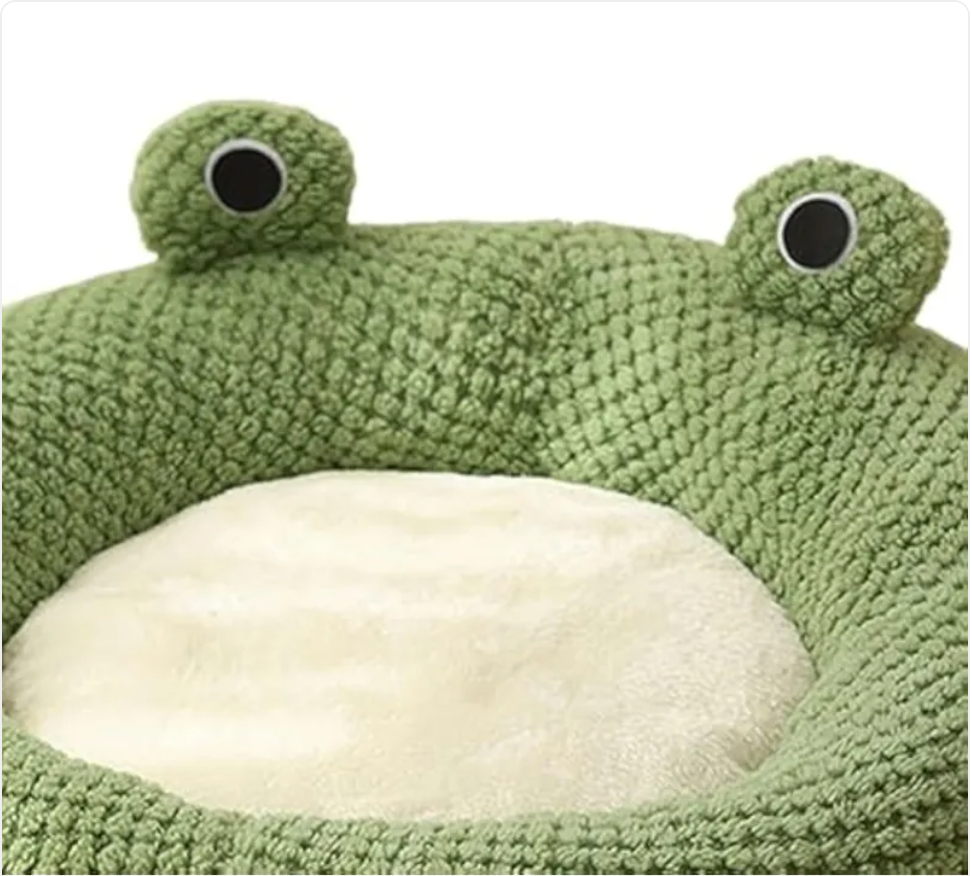 Frog-Shaped Cartoon Pet Bed for Small Pets