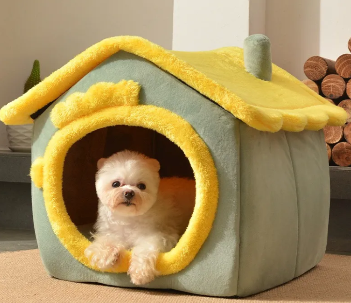 Soft Plush Pet Cave Bed for Cats and Small Dogs