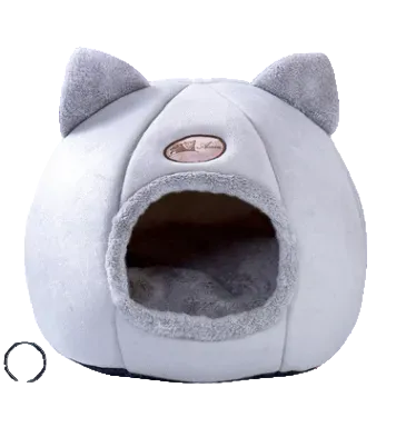 Round Plush Cat Bed with Arctic Velvet Cushion