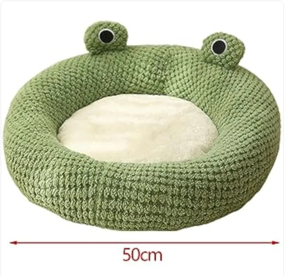 Frog-Shaped Cartoon Pet Bed for Small Pets