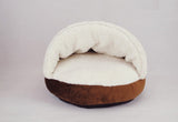 Round Suede Cat House Bed with Removable Roof