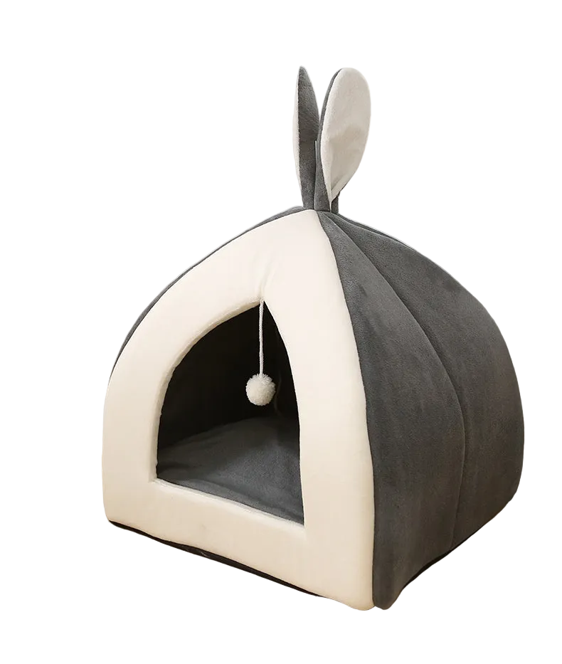 Enclosed Plush Cat & Dog Bed with Rabbit Ears