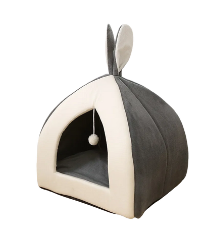 Enclosed Plush Cat & Dog Bed with Rabbit Ears