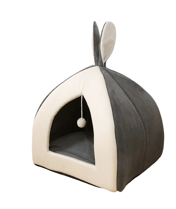 Enclosed Plush Cat & Dog Bed with Rabbit Ears