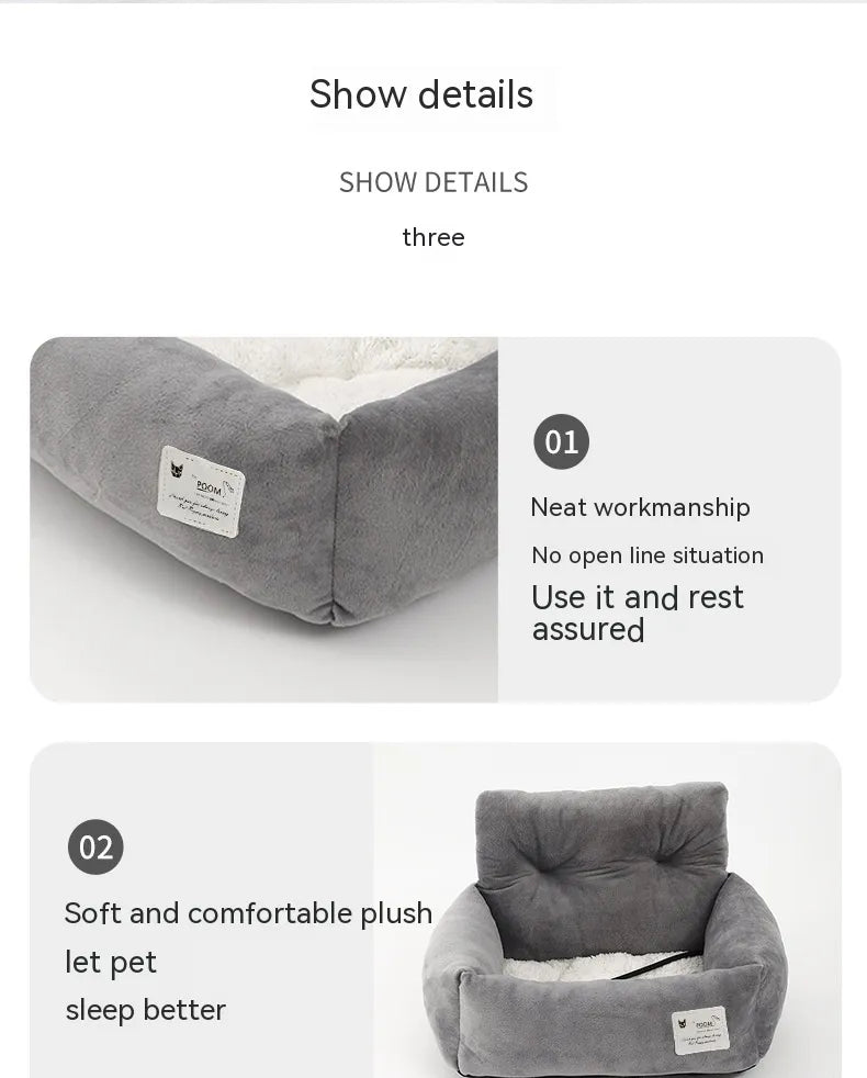 Universal Pet Car Bed – Comfortable and Secure Travel Bed for Cats and Dogs