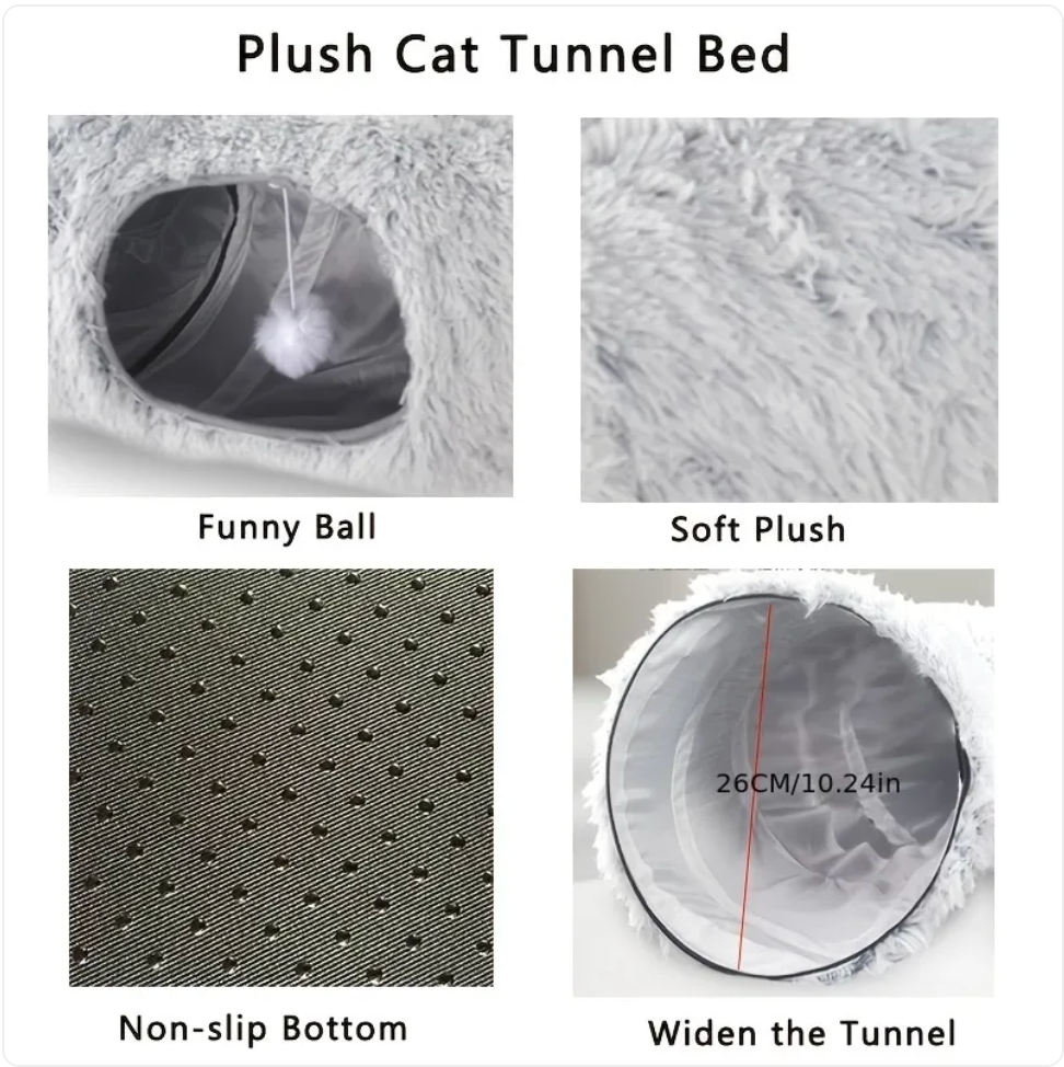 Cozy Plush Cat Tunnel Bed & Nest