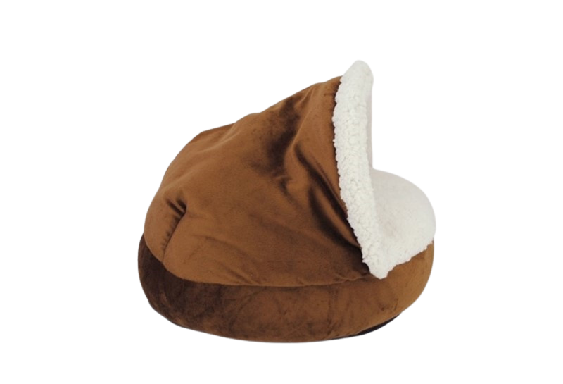 Round Suede Cat House Bed with Removable Roof