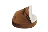 Round Suede Cat House Bed with Removable Roof