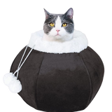 Brown Plush Cat Cave Bed with Removable Pillow