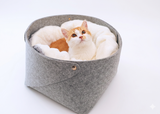 Round Felt & Plush Pet Bed for Cats and Small Dogs
