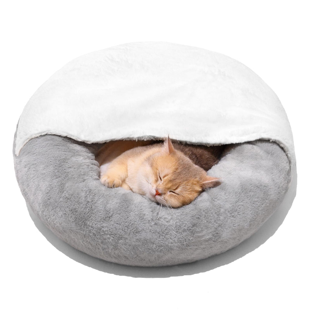 MEWOOFUN Hooded Cat Cave Bed