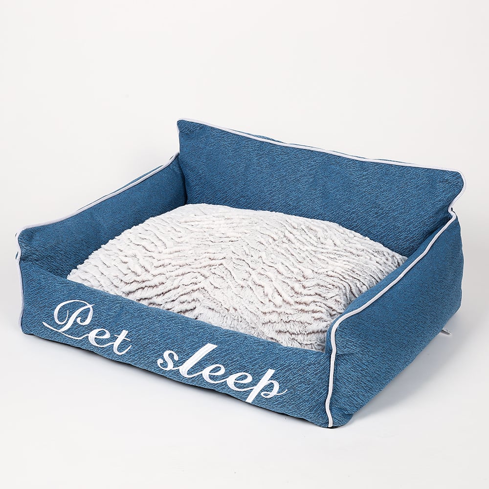 Cozy Rectangular Cushioned Cat Kennel Bed