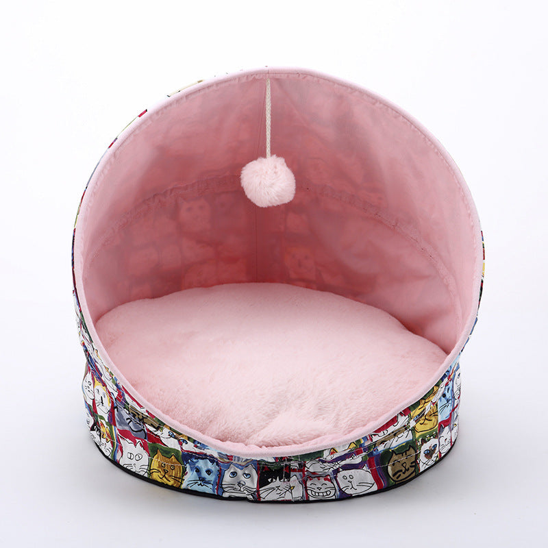 Cozy Cotton Cat Sleeping Bag – Enclosed Pet Bed