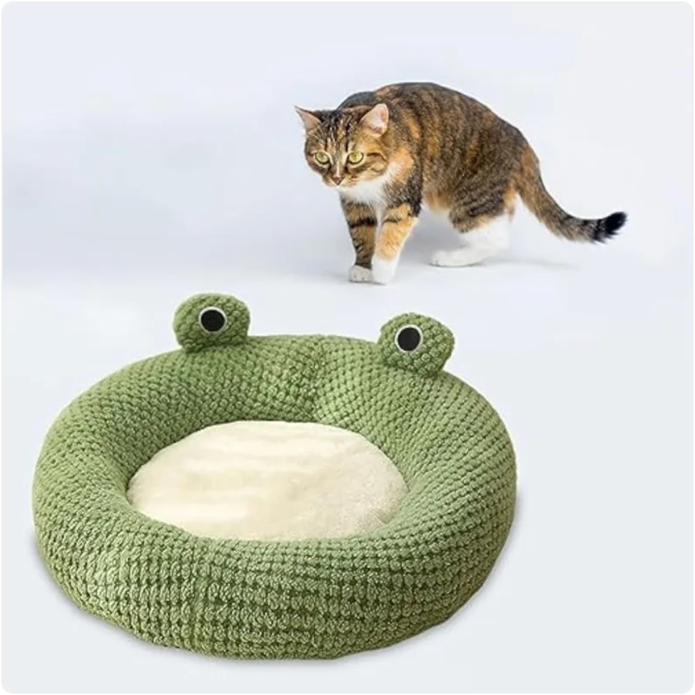 Frog-Shaped Cartoon Pet Bed for Small Pets