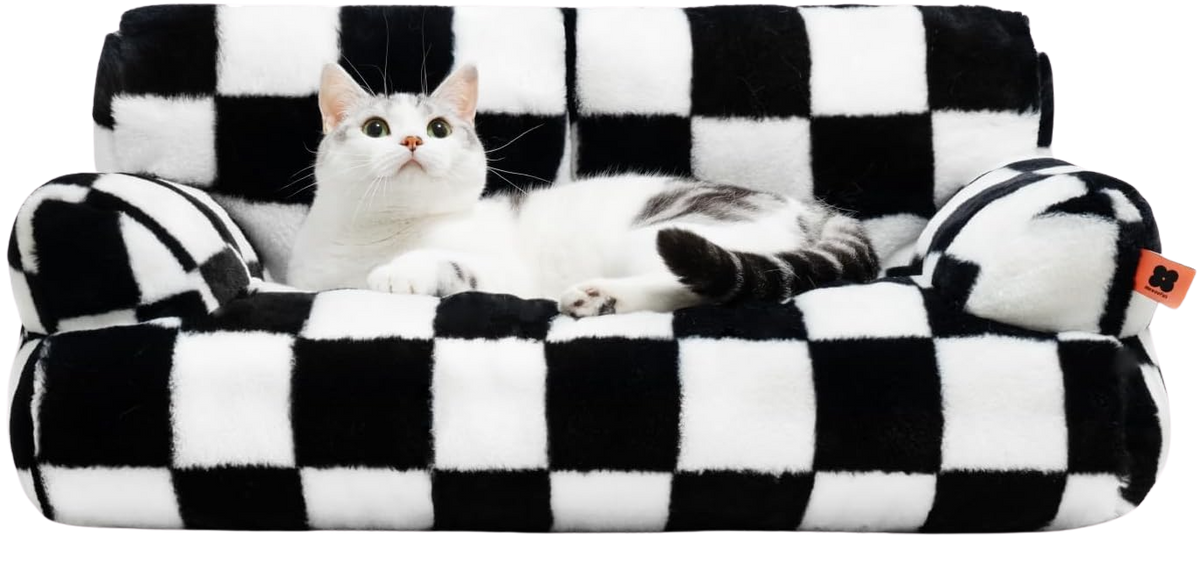 Fluffy Washable Pet Couch Bed for Cats & Small Dogs