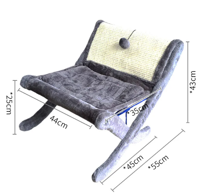 Cat Sofa Bed with Scratching Surface, XL Cushioned