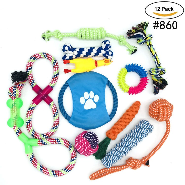 12-Pack Dog Chew and Rope Toy Variety Set