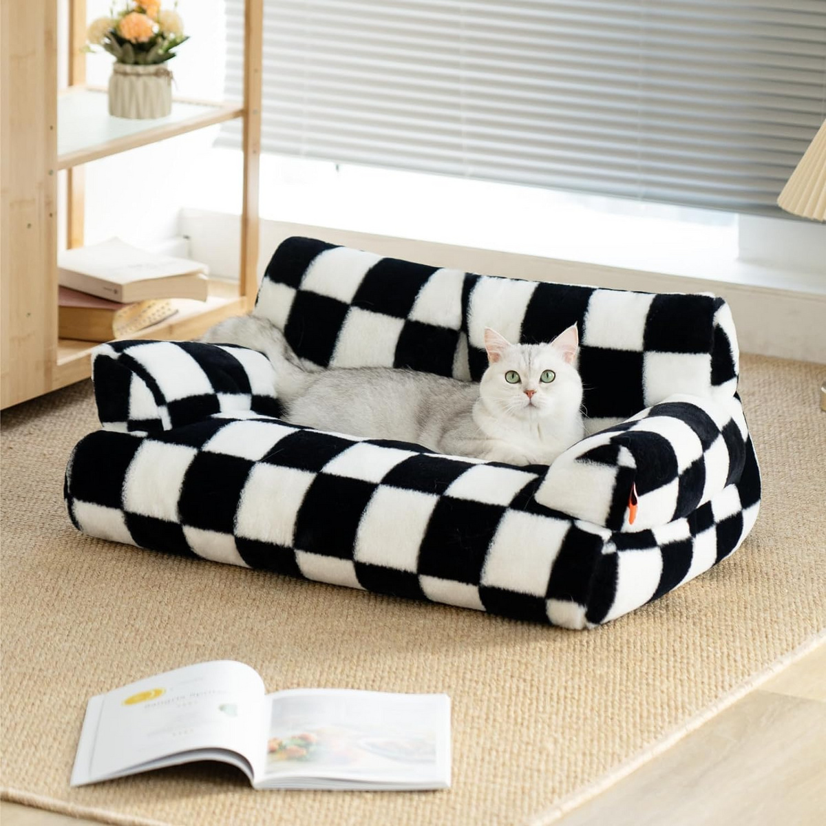 Fluffy Washable Pet Couch Bed for Cats & Small Dogs