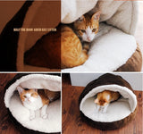 Round Suede Cat House Bed with Removable Roof